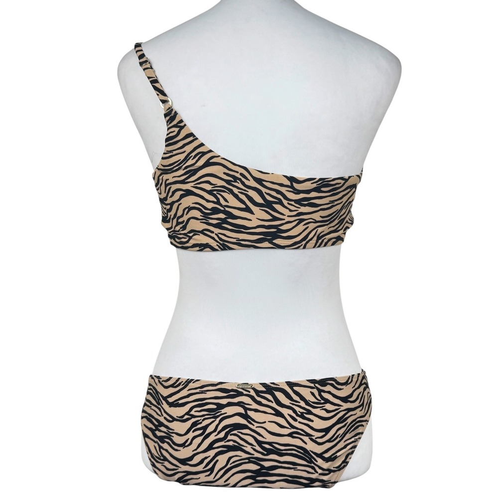 Hollister Zebra Stripe Tan & Black Bikini Set Top Size Medium Bottom Small - Picture 2 of 8